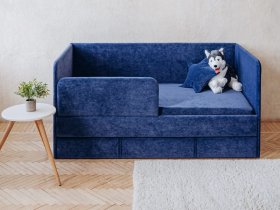 Диван-кровать Happy (синий) в Медведском - medvedskoe.mebel-nsk.ru | фото