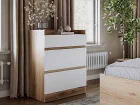 Комод 3 ящика Брауни (дуб делано/белый) в Медведском - medvedskoe.mebel-nsk.ru | фото