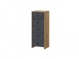 Комод 5ящ. Байкал (дуб крафт золотой/графит) в Медведском - medvedskoe.mebel-nsk.ru | фото