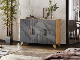 Комод Ирис (дуб крафт/браш графит) в Медведском - medvedskoe.mebel-nsk.ru | фото