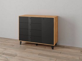 Комод «Катрин-13» ( дуб крафт золотой/карбон вулкан) в Медведском - medvedskoe.mebel-nsk.ru | фото
