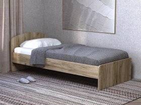 Кровать односпальная 80 с низкой спинкой (дуб крафт серый) в Медведском - medvedskoe.mebel-nsk.ru | фото