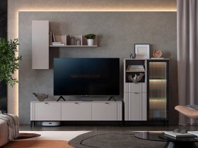 Модульная гостиная Рич (кашемир/фрапучино матовый/черный) в Медведском - medvedskoe.mebel-nsk.ru | фото