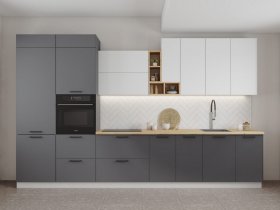 Модульная кухня Фортуна (белый/графит) в Медведском - medvedskoe.mebel-nsk.ru | фото