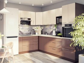 Модульная кухня Классика (ваниль/шоколад) в Медведском - medvedskoe.mebel-nsk.ru | фото