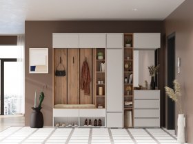Модульная прихожая 2,4 м Прага (кашемир) в Медведском - medvedskoe.mebel-nsk.ru | фото