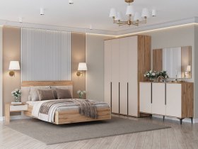 Модульная спальня Сицилия (дуб альпийский/тефия) в Медведском - medvedskoe.mebel-nsk.ru | фото