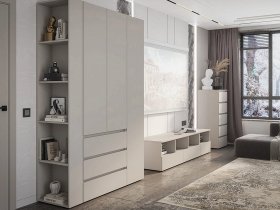 Модульная стенка Люмо (кашемир) в Медведском - medvedskoe.mebel-nsk.ru | фото