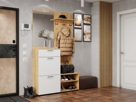 Прихожая Монтана (дуб крафт золотой/белый) в Медведском - medvedskoe.mebel-nsk.ru | фото