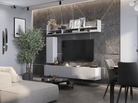 Стенка 2000 Квинта (белый лофт/софт айс/белый) в Медведском - medvedskoe.mebel-nsk.ru | фото