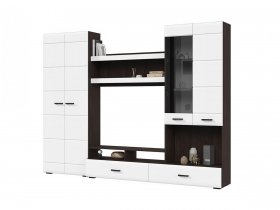 Стенка ГС-01 Либерти (венге/белый глянец) в Медведском - medvedskoe.mebel-nsk.ru | фото