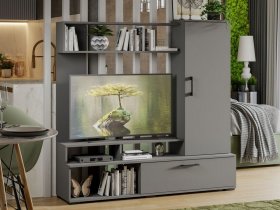 Стенка «Сиена» (графит серый) в Медведском - medvedskoe.mebel-nsk.ru | фото