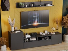 Стенка «Сильвия» (графит серый) в Медведском - medvedskoe.mebel-nsk.ru | фото