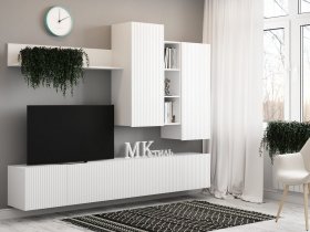 Стенка Сканди (белый) в Медведском - medvedskoe.mebel-nsk.ru | фото