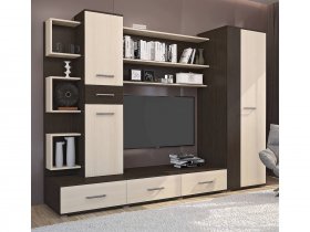 Стенка Верона (дуб венге/дуб молочный) в Медведском - medvedskoe.mebel-nsk.ru | фото