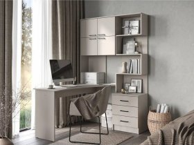 Стол компьютерный №1 Брауни левый (кашемир) в Медведском - medvedskoe.mebel-nsk.ru | фото