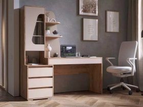 Стол компьютерный Пифагор (дуб вотан/кашемир) в Медведском - medvedskoe.mebel-nsk.ru | фото