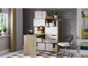 Стол письменный тип 7 (дуб сонома/белый ясень) в Медведском - medvedskoe.mebel-nsk.ru | фото