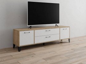 Тумба под ТВ Парус-13 (дуб крафт серый/белый) в Медведском - medvedskoe.mebel-nsk.ru | фото